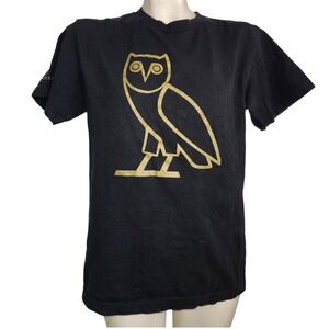 OVO October's Very Own Black Gold Owl Logo Graphic T-Shirt Mens S USA Drake‎